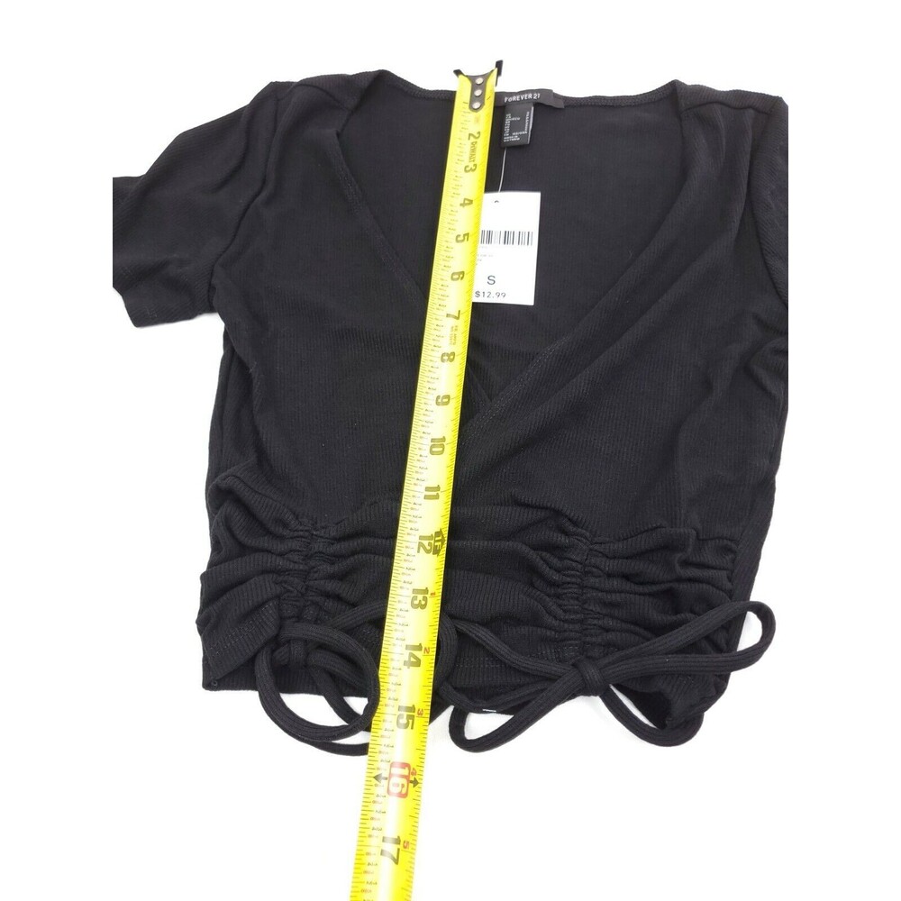 Forever 21 Black Knit Scrunch Crop Top Size S - Picture 4 of 4